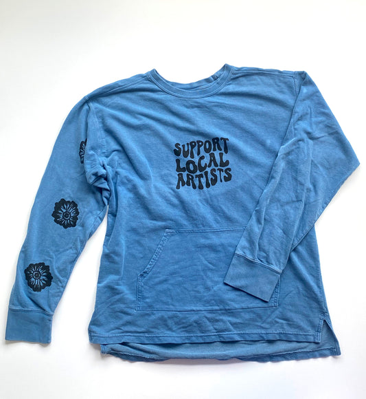 support local artists long sleeve pocket tee