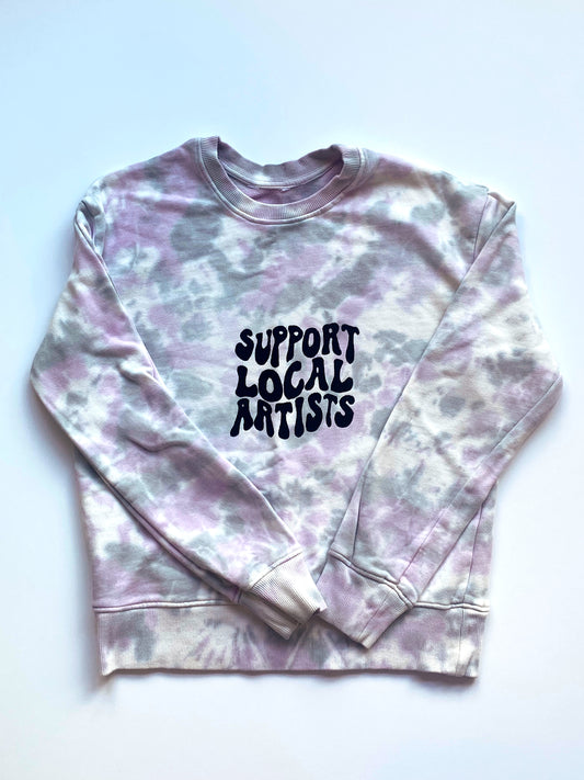 support local artists tie dye crewneck