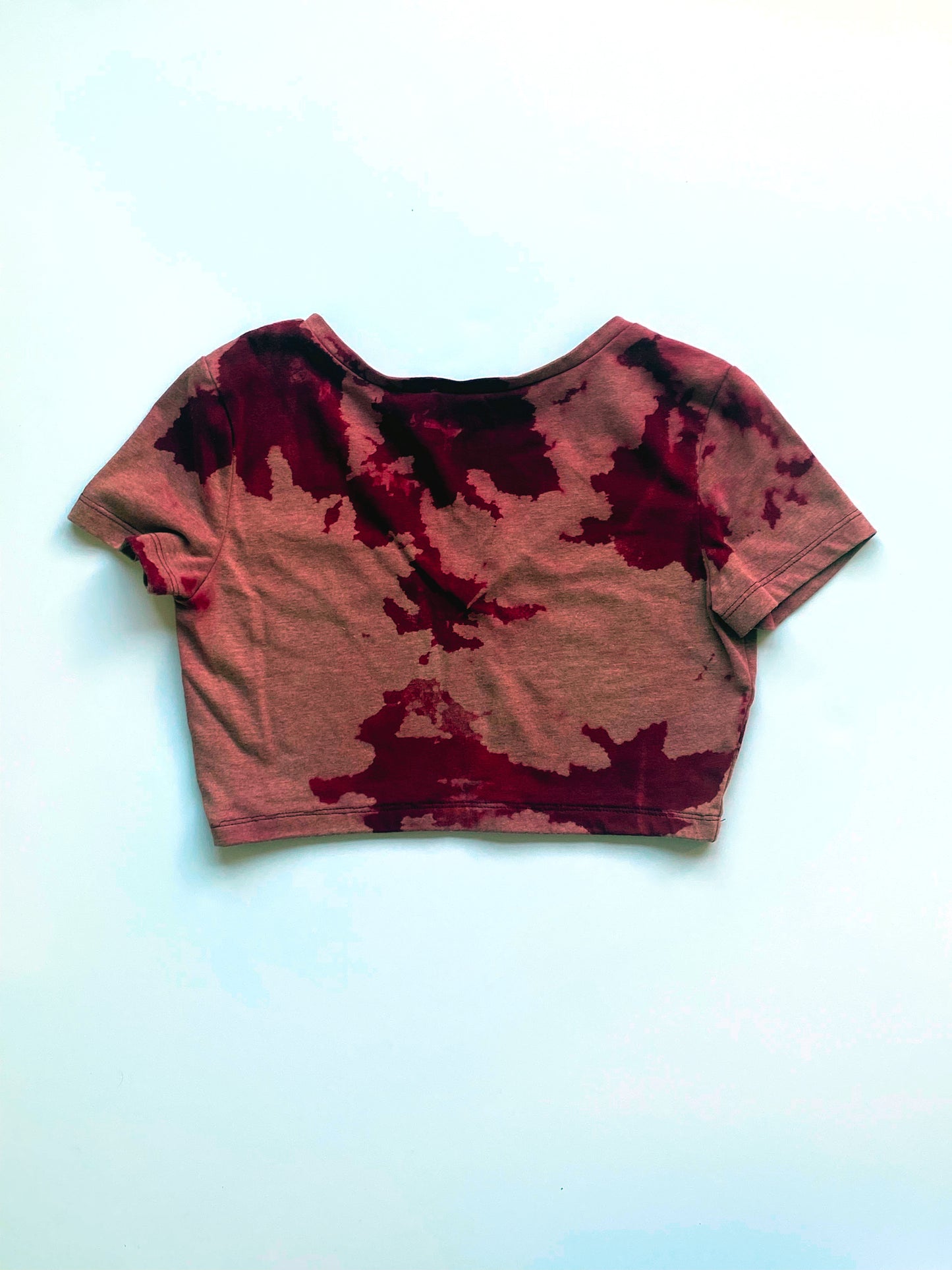 butterfly bleach dye crop v-neck tee