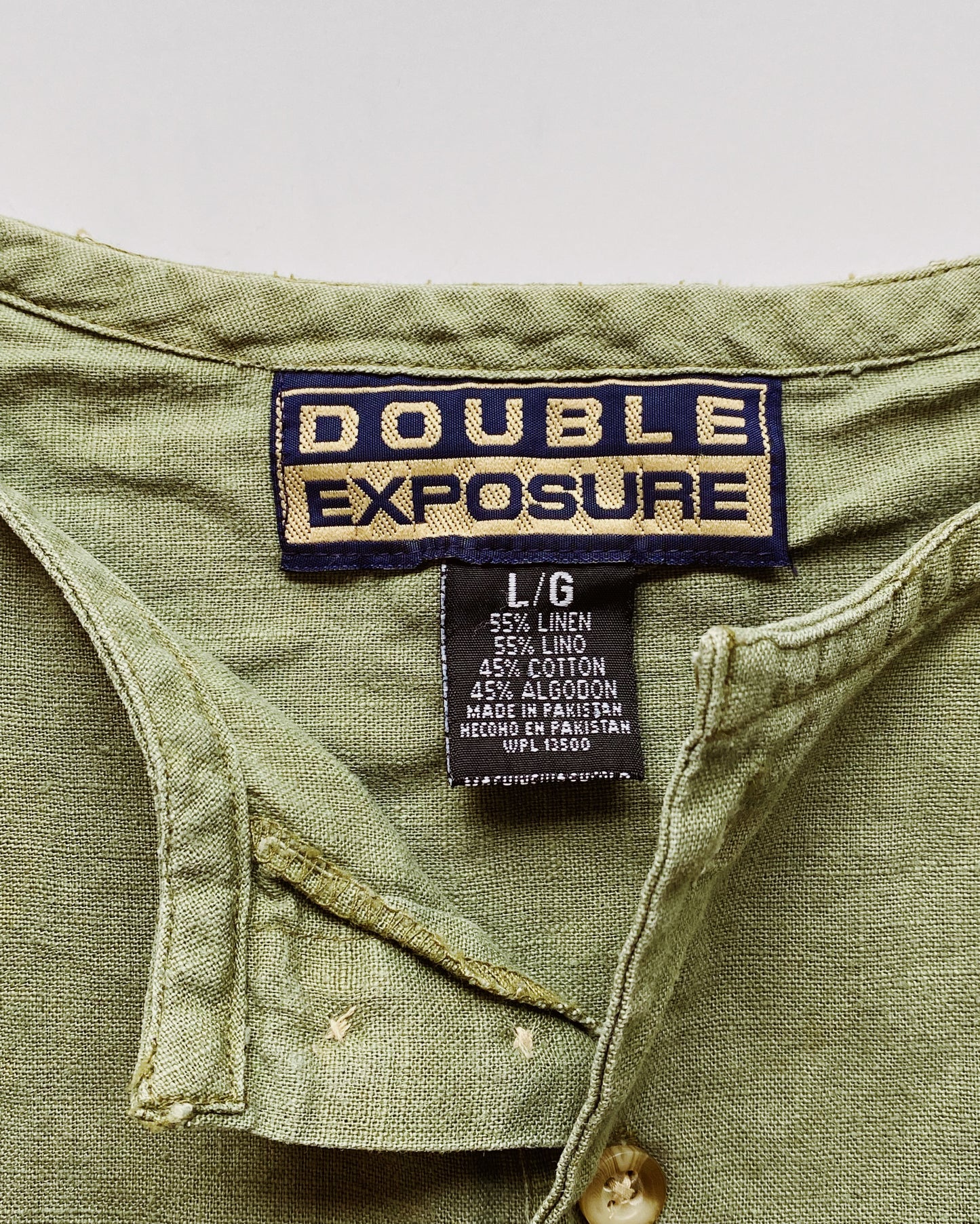 support local artists green linen shirt