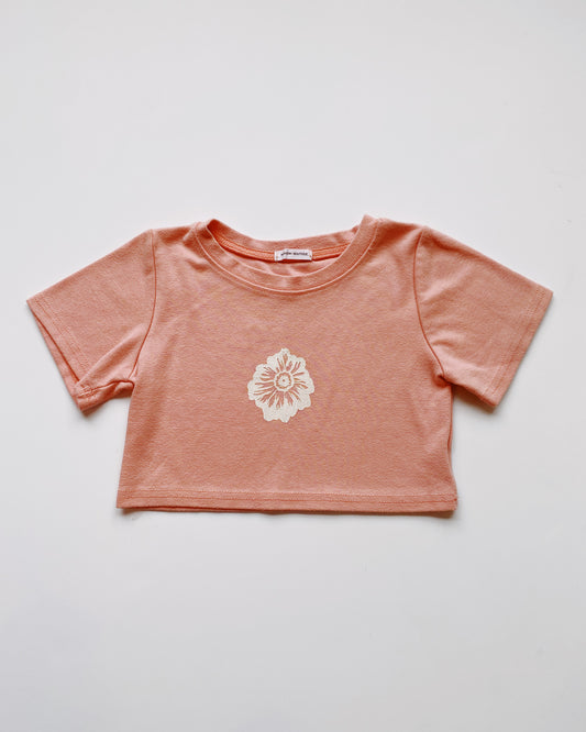 floral coral crop top