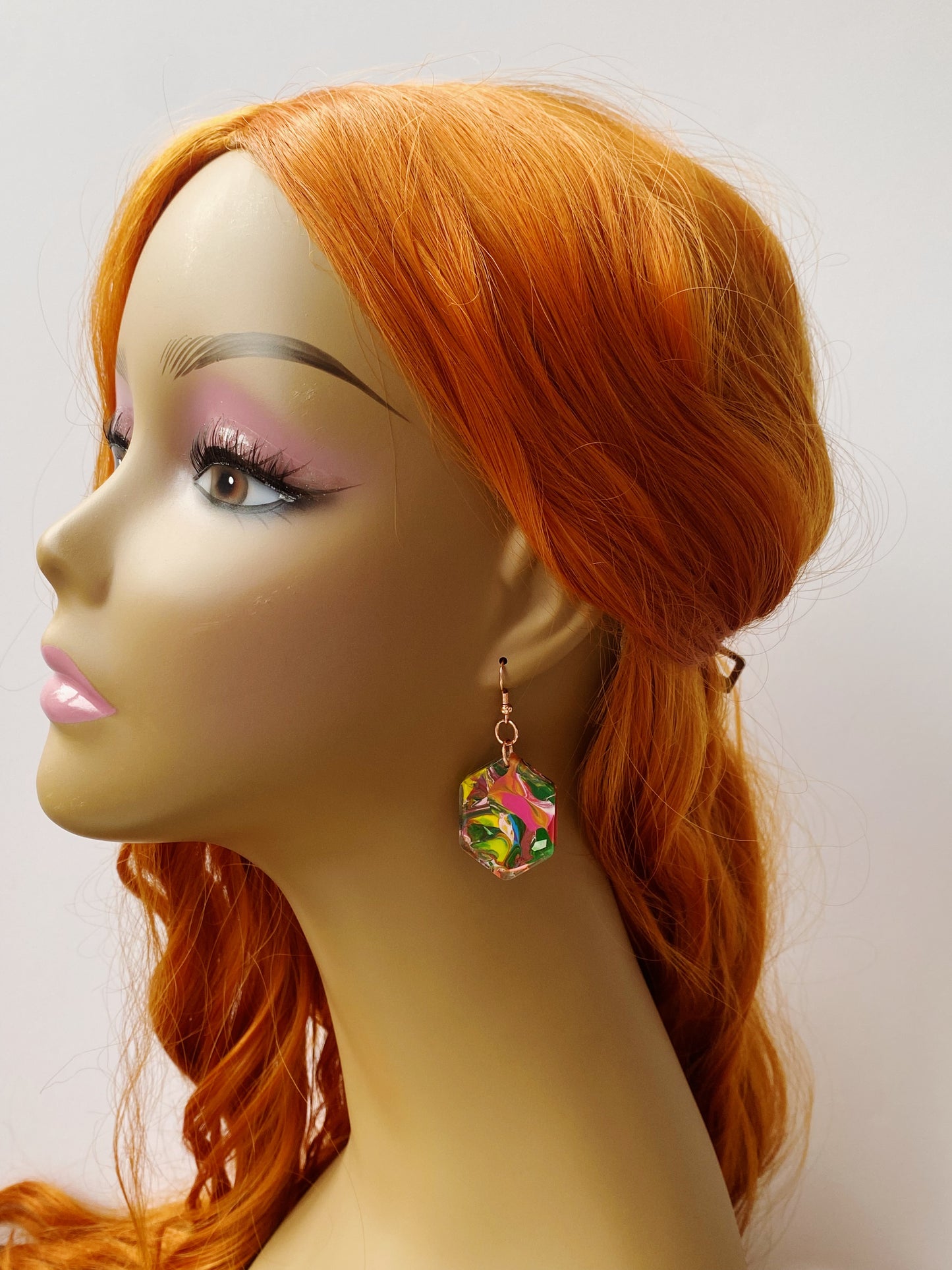 rainbow hexagons earrings