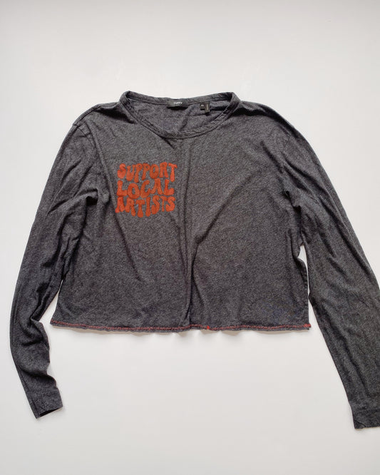 support local artists long sleeve crop tee