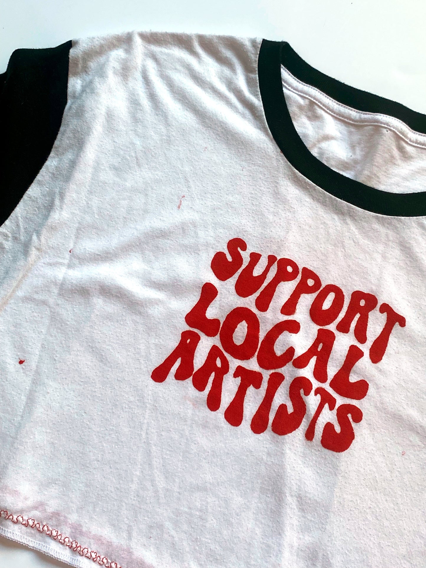 support local artists black and white crop tee